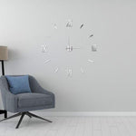 DIY Wall Clocks 3D Mirror Stickers Large Wall Clock-Black