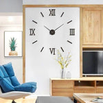 DIY Wall Clocks 3D Mirror Stickers Large Wall Clock-Black