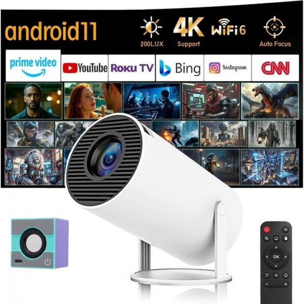 YUUIKLLE Projector Portable 4K HD Home Cinema - WiFi 6 5G, Bluetooth 5.0, Android 11, Includes Bluet