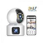 2NLF 1080p Full HD Dual-Screen Security Camera with Motion Detection, Colour Night Vision, Two-Way A