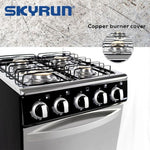 Skyrun 4 Burners（4+0) Gas Cooker, Automatic Ignition with 60L Oven - (GCS-4G/X) - Black