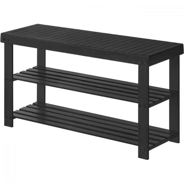 LASA 3-Tier Bamboo Shoe Bench - Sturdy Entryway Organizer with Storage Shelves