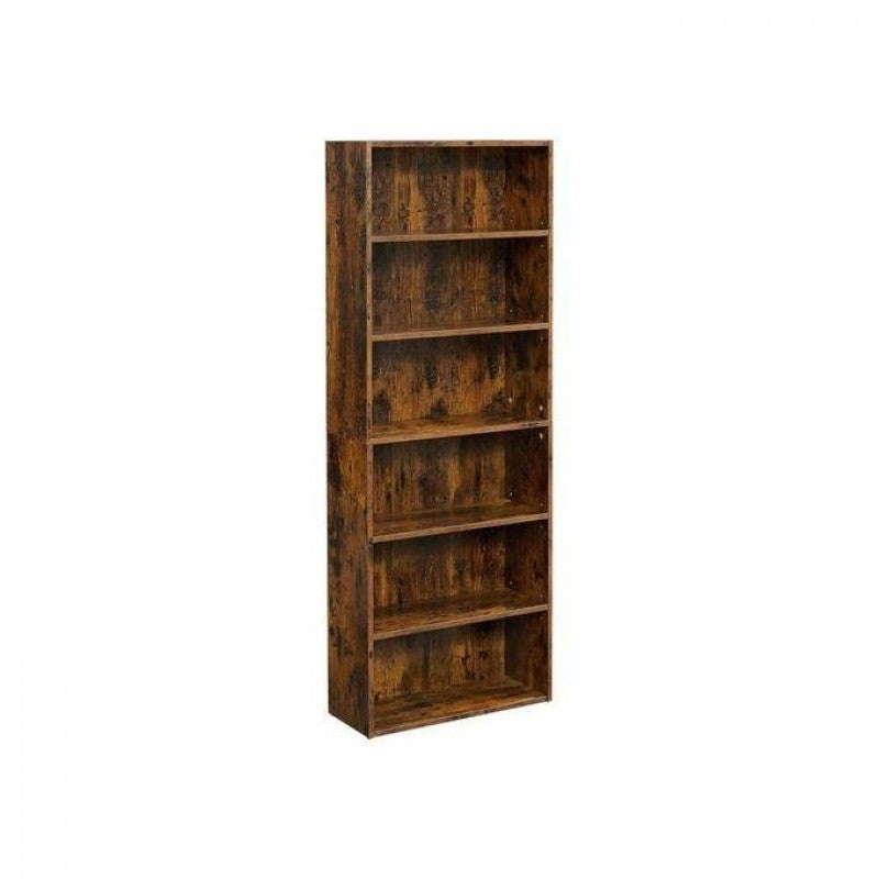 LASA 6-Tier Open Bookcase – Freestanding Industrial Style