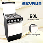 Skyrun 4 Burners（4+0) Gas Cooker, Automatic Ignition with 60L Oven - (GCS-4G/X) - Black